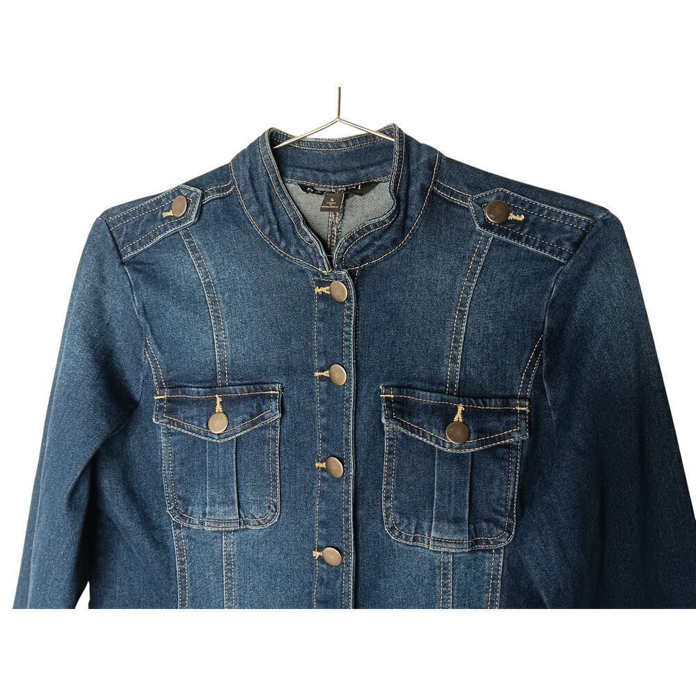 New Baccini Denim Jacket Blue Size Small Classic Button Front Casual Jean - Picture 5 of 14